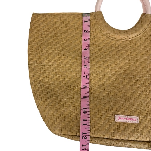 Juicy Couture Straw Tote Bag Round Handles Natural Pink - Picture 14 of 16